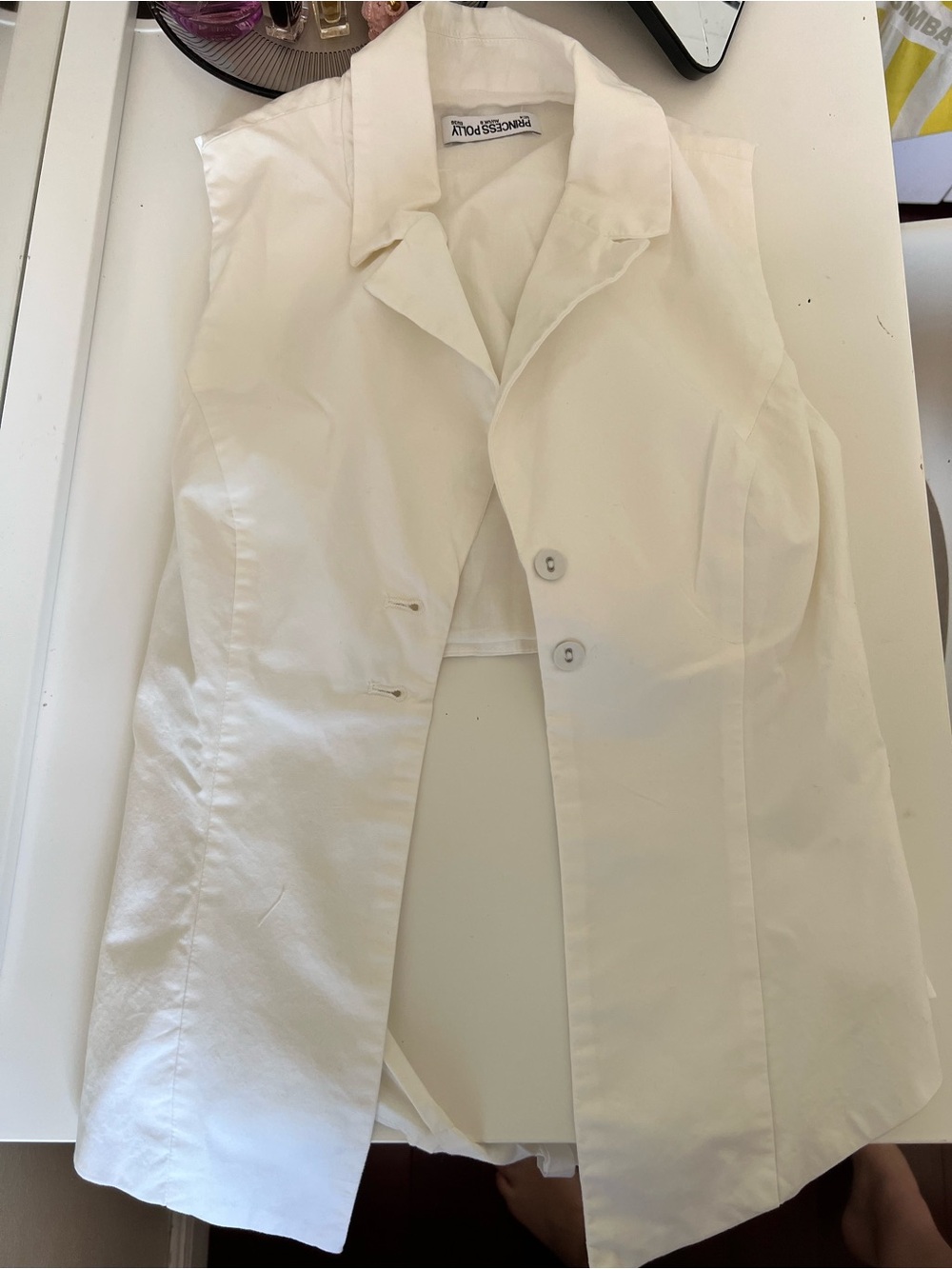 Princess Polly White Sleeveless Blazer Vest